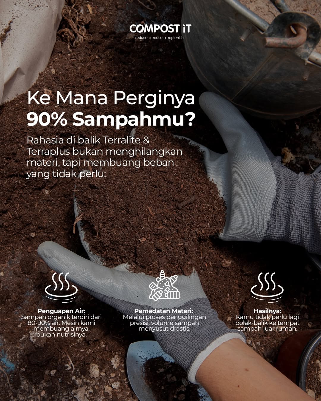 ringankan beban harianmu dengan membuang kadar air sampah organik dan mengubahnya menjadi serpih